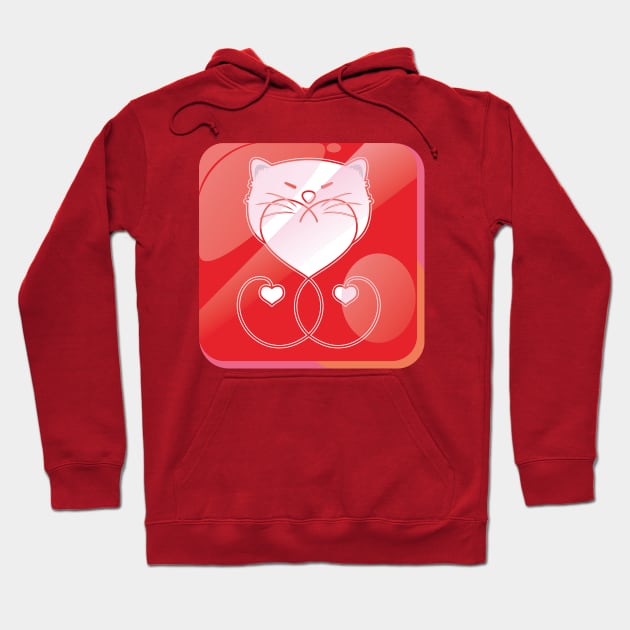 White Cat Love Hoodie by Asadasa